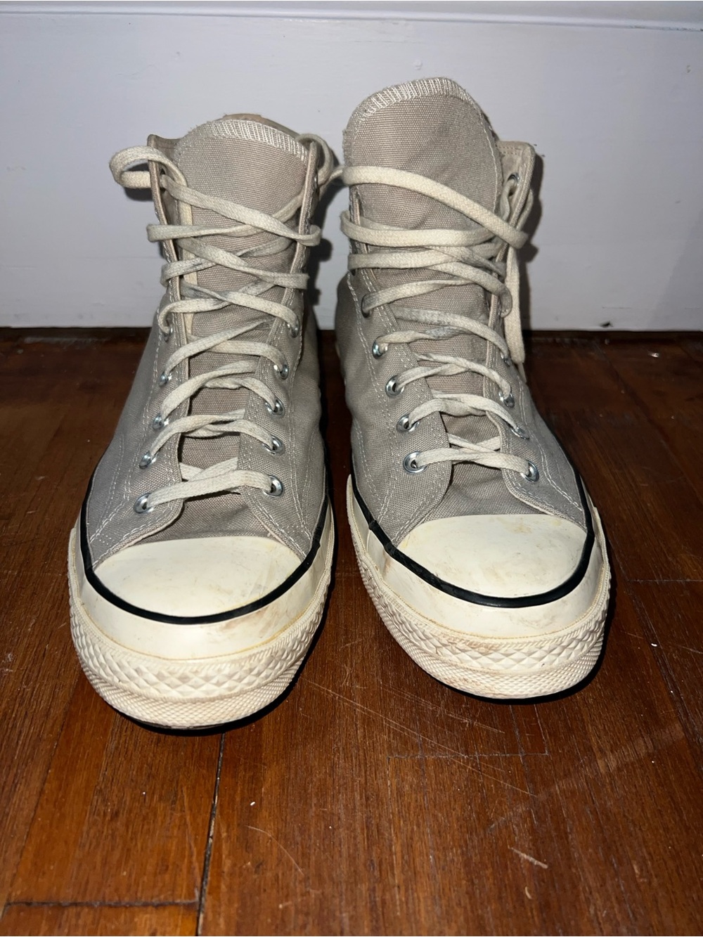 Converse High-Top Canvas Sneakers in Light Taupe